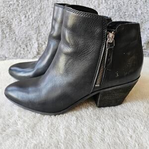 Frye‎ Women Judith Leather Dual Zip Fashion Heeled Ankle Booties Size 8.5M Black
